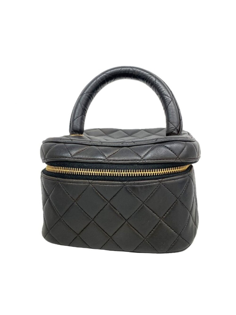 Chanel Vanity Bag Quilted Lambskin Black Gold